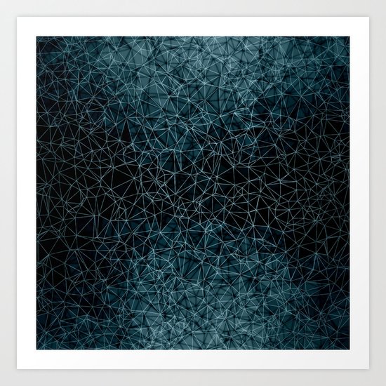 Polygonal blue and black Art Print