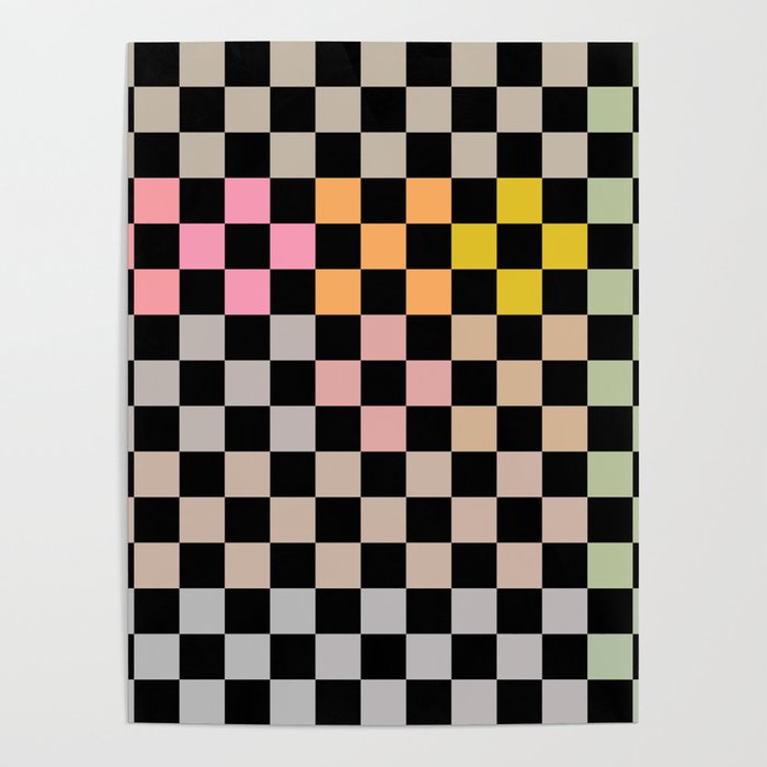Pastel Colors Checkerboard Poster