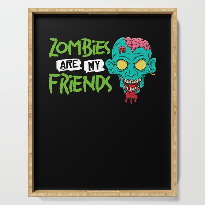 Scary Zombie Halloween Undead Monster Survival Serving Tray