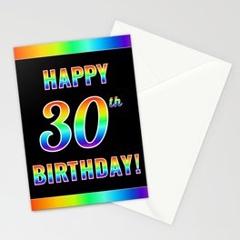 [ Thumbnail: Fun, Colorful, Rainbow Spectrum “HAPPY 30th BIRTHDAY!” Stationery Cards ]