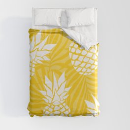 Bright Yellow, Summer, Pineapple Art Duvet Cover