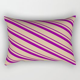 [ Thumbnail: Purple & Tan Colored Lines Pattern Rectangular Pillow ]