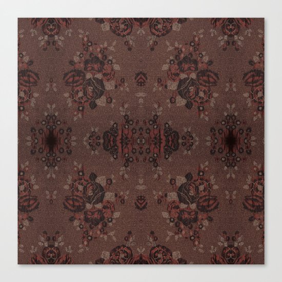 Abstract brown flowers with gold Canvas Print