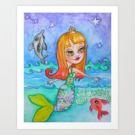 Mermaid and the Dolphin Art Print