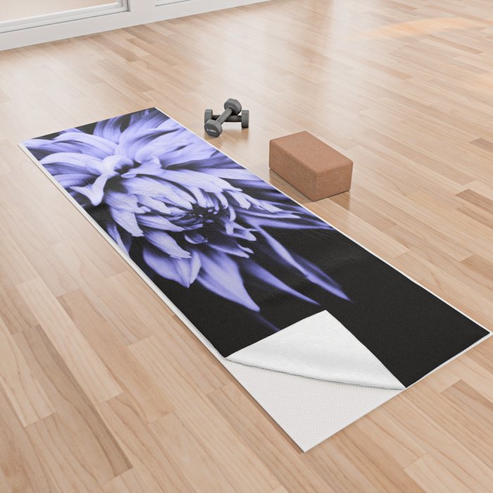 Lilac And Black Cactus Dahlia Yoga Towel