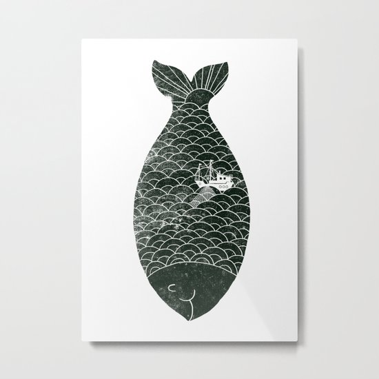 Fishing in a fish Metal Print
