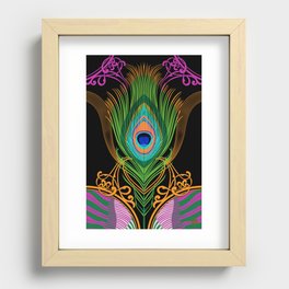 Peacock Feather-black-background Recessed Framed Print
