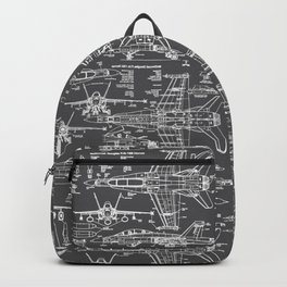 F-18 Blueprints // Charcoal-Grey Backpack