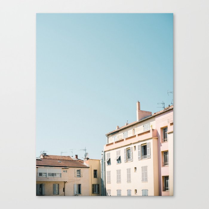 Pretty pretty Cannes | Pastel colored apartment buildings in the South of France Canvas Print