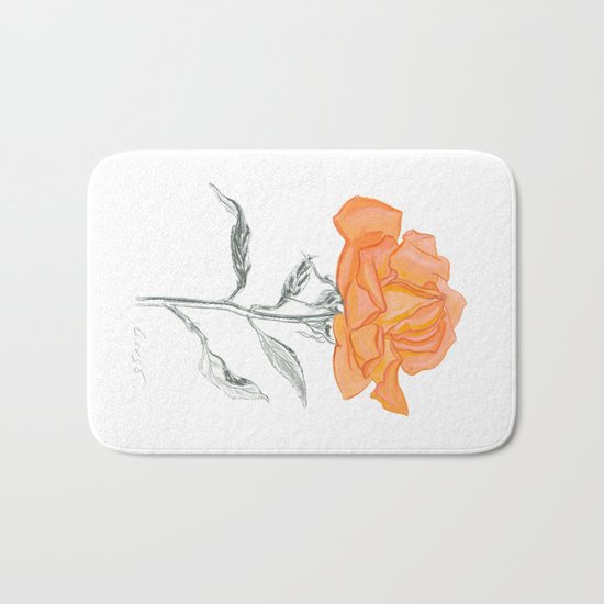 Rose 02 Botanical Flower * Yellow Orange Rose: Love, Honor, Faith, Beauty, Devotion & Wisdom Bath Mat