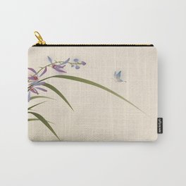 oriental style painting, flowers and butterfly Carry-All Pouch | Illustration, Japanese, Asian, Oriental, Orchid, Spring, Traditional, Butterfly, Vector, Digital 
