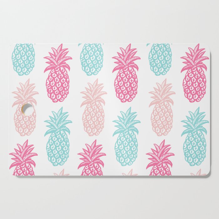 Pineapple Summer (pink and blue) Cutting Board