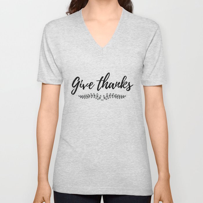 Give Thanks with Grapevine V Neck T Shirt