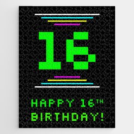 [ Thumbnail: 16th Birthday - Nerdy Geeky Pixelated 8-Bit Computing Graphics Inspired Look Jigsaw Puzzle ]