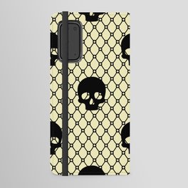 Black skulls Lace Gothic Pattern on Butter Yellow Android Wallet Case