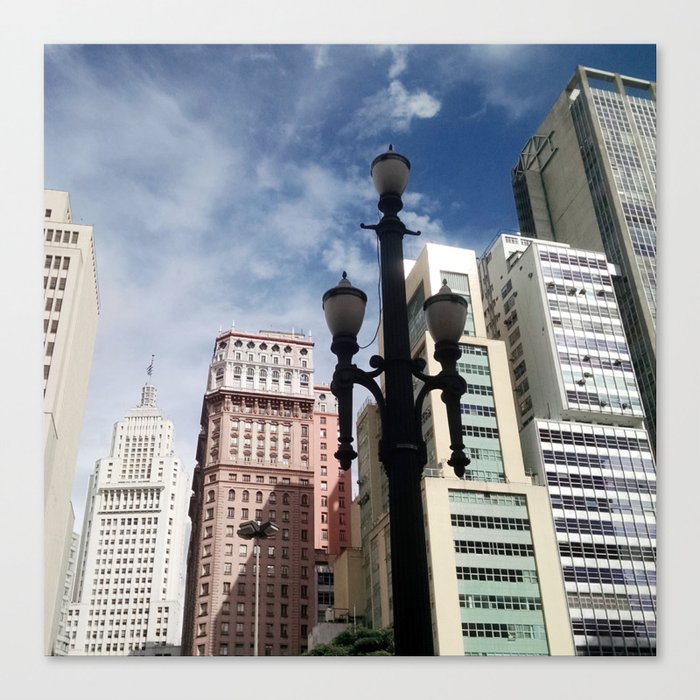 Brazil Photography - Tall Lamppost In Down Town Sao Paulo Canvas Print