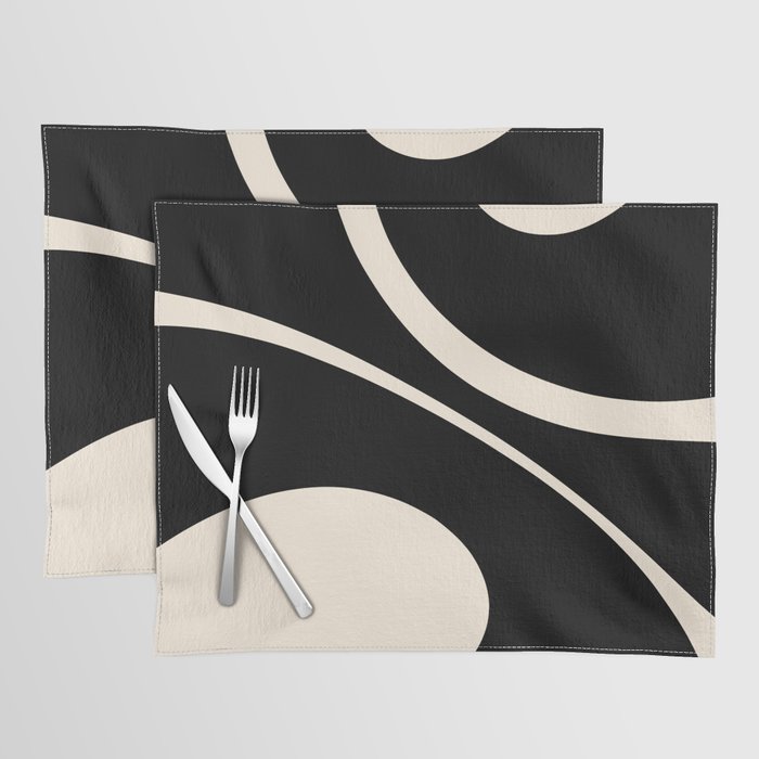 Modscape Minimalist Abstract in Black and Almond Cream Placemat by