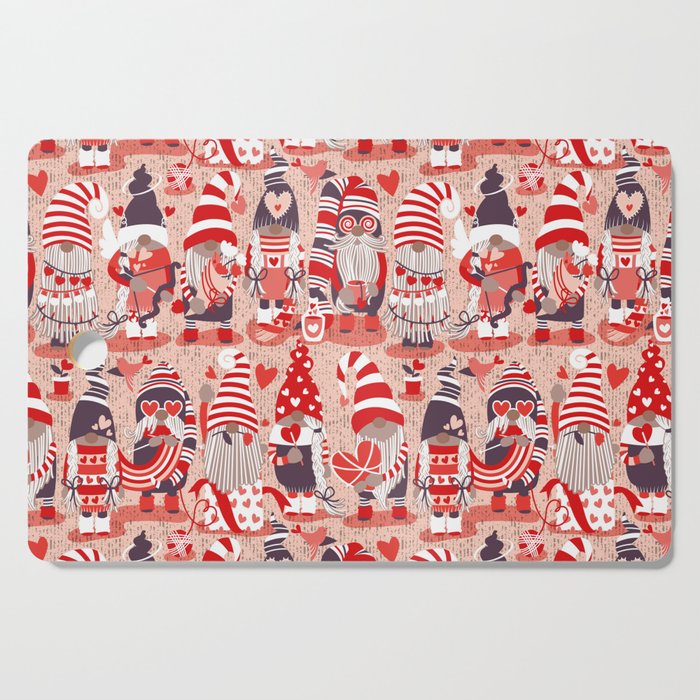 I gnome you more // flesh background red and orange shade Valentine's Day gnomes and motifs Cutting Board