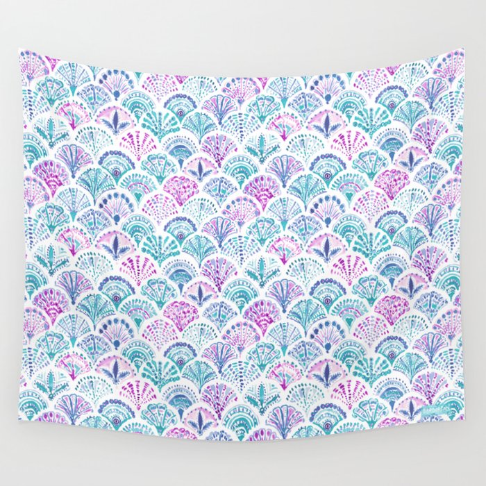 SHELL OUT Boho Mermaid Scales Wall Tapestry