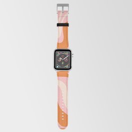 Liquid Swirl Retro Abstract Pattern in Pink Orange Cream Apple Watch Band