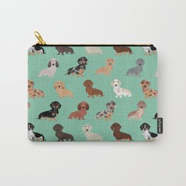 Dachshund dog breed pet pattern doxie coats dapple merle red black and tan Carry-All Pouch