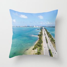 Highway to Miami Beach Throw Pillow