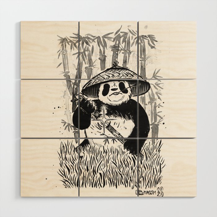 Panda's protection Wood Wall Art