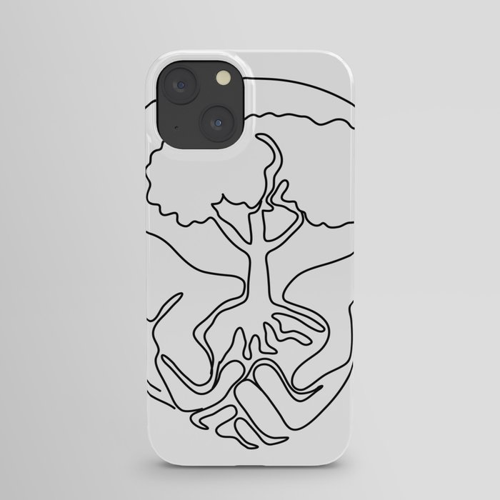 Tree on Palm of Hand Continuous Line iPhone Case