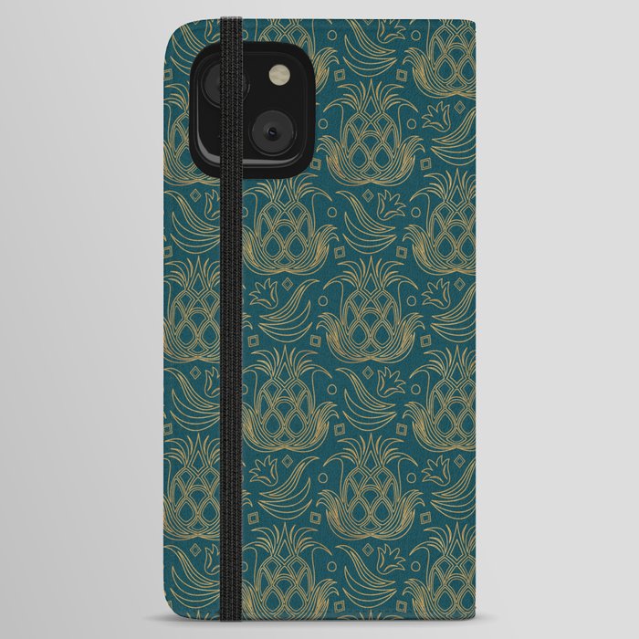 Luxe Pineapple // Teal iPhone Wallet Case