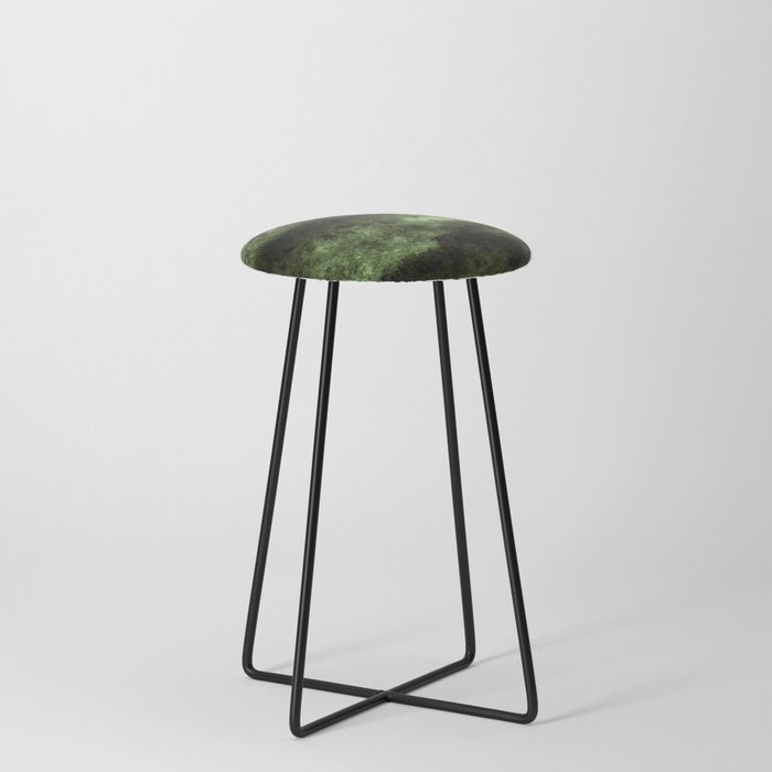 Dark Green Abstraction In Water Color #1 Counter Stool