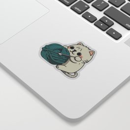 Cute Cat Playing with Yarn | The Purrfect Sticker Sticker