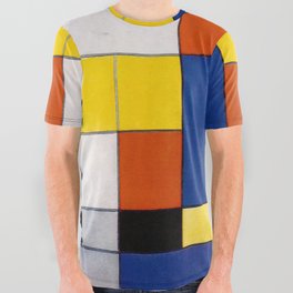 Piet Mondrian (1872-1944) - Great Composition B with Black, Red, Gray, Yellow and Blue - 1920 - De Stijl (Neoplasticism), Geometric Abstraction - Oil on canvas - Digitally Enhanced Version - All Over Graphic Tee