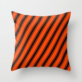 [ Thumbnail: Red and Black Colored Lines Pattern Throw Pillow ]