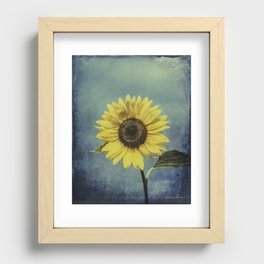 Sunflower on Blue Recessed Framed Print