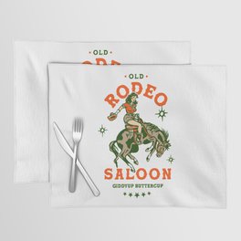 Old Rodeo Saloon: Giddy Up Buttercup. Vintage Cowgirl Pinup Art Placemat