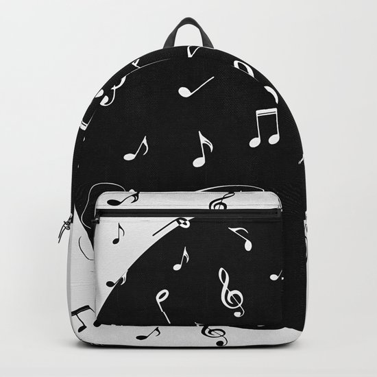 Music White and Black Backpack