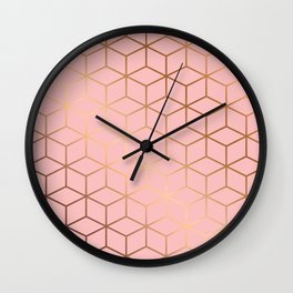 Pink and Gold Geometry 011 Wall Clock