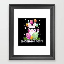 Excited Egg Kawaii Cute Bunny Egg Easter Sunday Framed Art Print