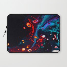 First Light of Creation Laptop Sleeve | Fluidart, Digital, Pour, Trippy, Orange, Dark, Psychedelic, Pouring, Bubbles, Acrylic 
