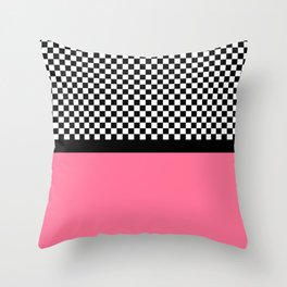 Mid Century Modern Eames Era Checkerboard Pattern Hot Pink Throw Pillow