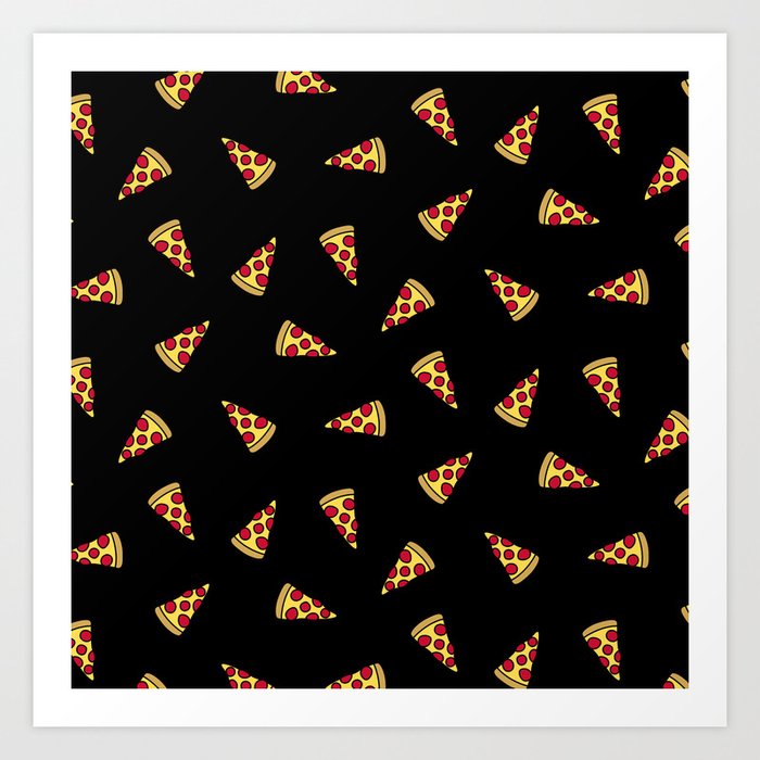 Pizza Slice Pattern (black) Art Print