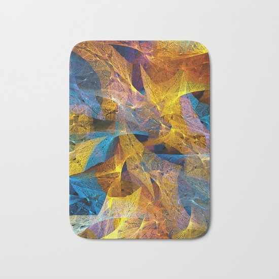 Gold & Blue Abstract Bath Mat