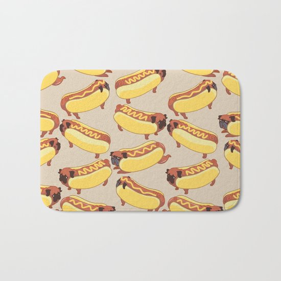 Pugs Hotdog Bath Mat