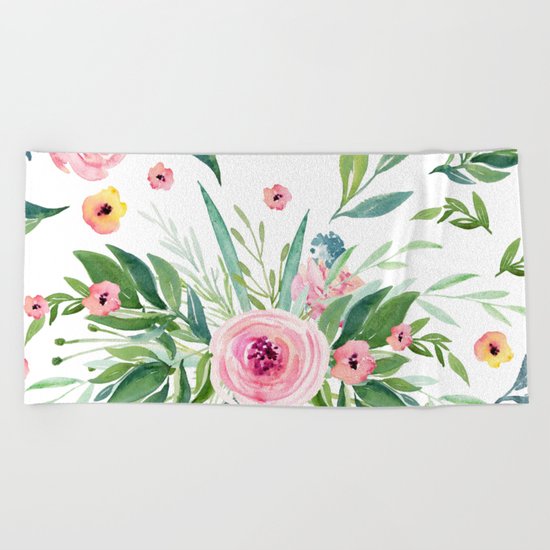 Pink Roses Beach Towel