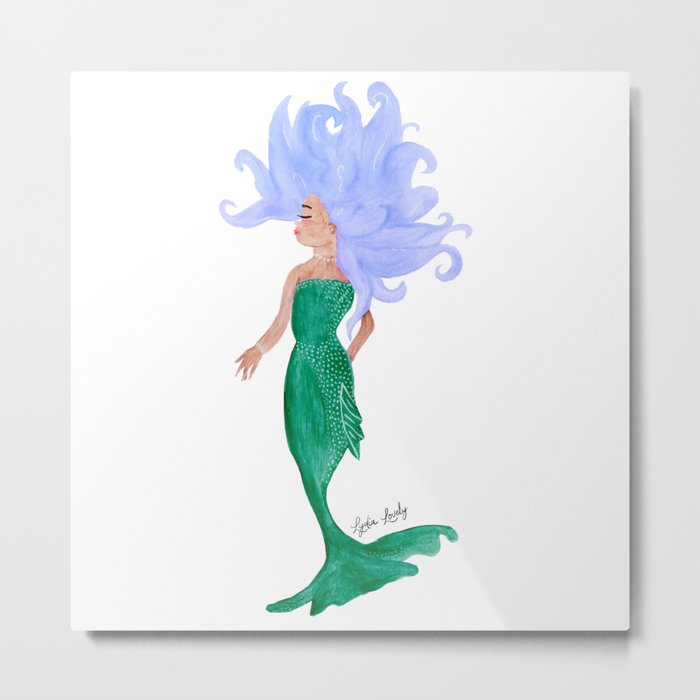 Mermaid green blue- white/transparent background Metal Print
