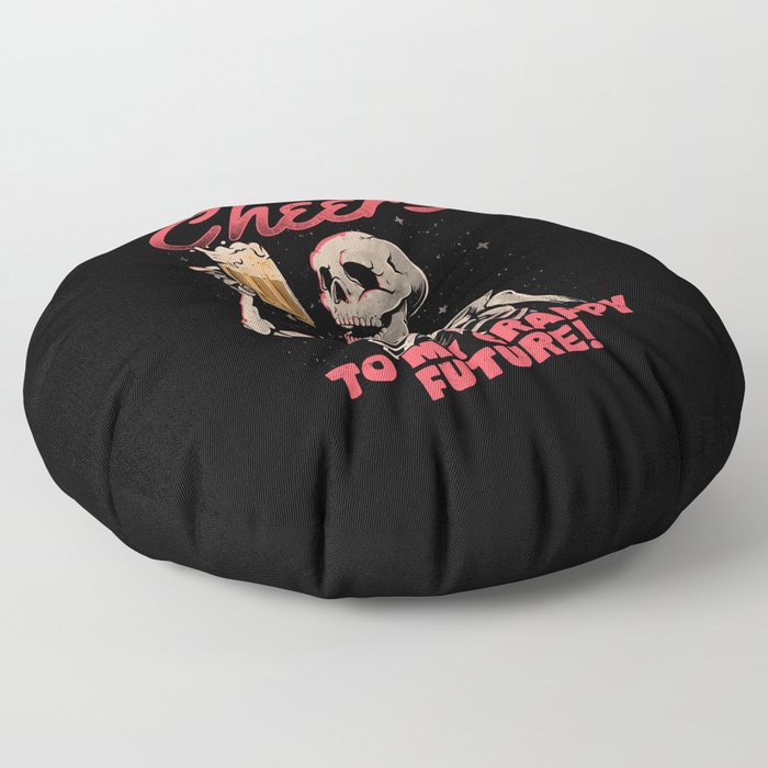 Cheers to My Crappy Future - Beer Skull Funny Evil Gift Floor Pillow