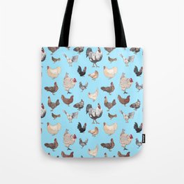 Chicken Happy (blue) Tote Bag