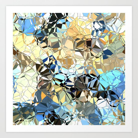 Blue And Beige Pattern Art Print