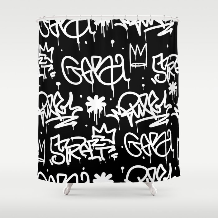 Black and White Graffiti Shower Curtain