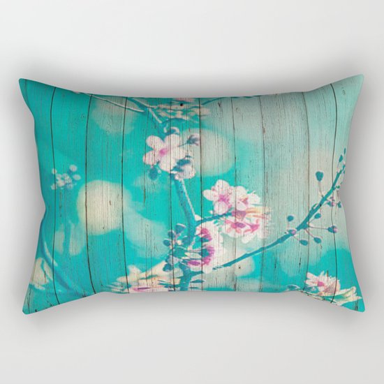 Sweet Flowers on Wood 01 Rectangular Pillow